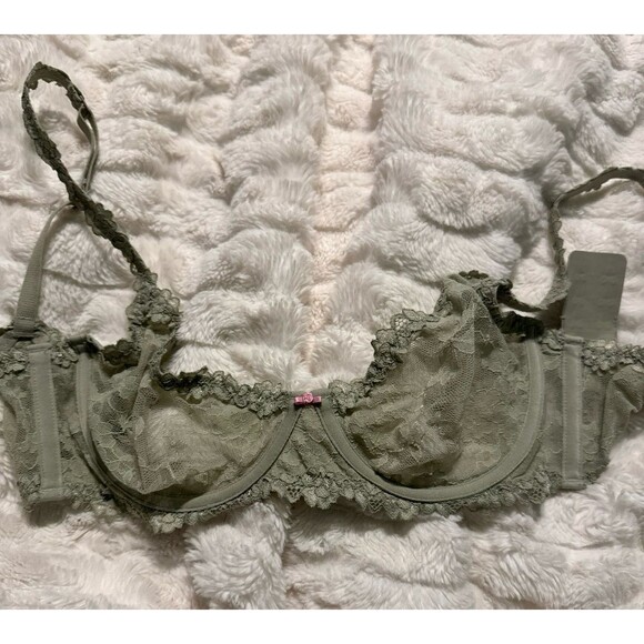 Skims Stretch Lace Underwire Lace Underwire Demi Bra 32DD NWOT talc - Picture 3 of 4